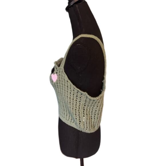 Romwe Kawaii Plus Size Summer Crochet Frog Design Cami Knit Top - Picture 4 of 6